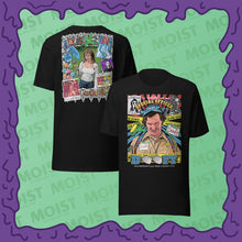 Load image into Gallery viewer, Doofy Loves Gail Scary Movie Shirt Design Front and Back Bella+Canvas Brand Black Shirt 01