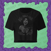 Load image into Gallery viewer, why don't you love me obsession movie black crop top bella canvas front ghost