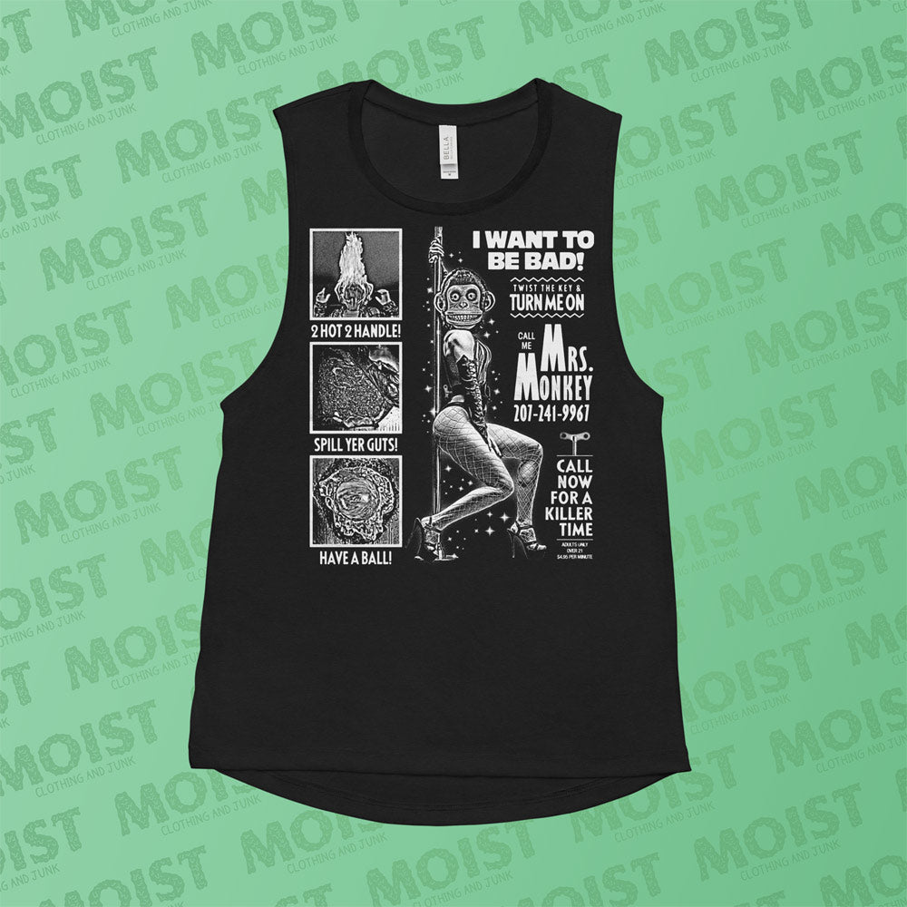 Mrs. Monkey Phone Ad - The Monkey Movie Ladies’ Muscle Tank | B+C