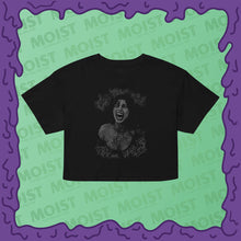 Load image into Gallery viewer, why don't you love me obsession movie black crop top bella canvas front
