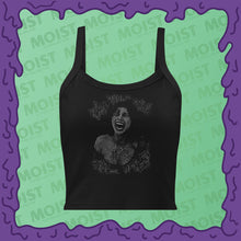 Load image into Gallery viewer, why don't you love me obsession movie black micro rib tank top bella canvas front ghost
