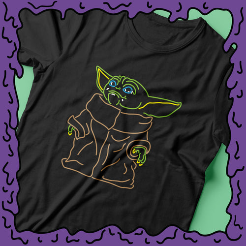 baby yoda shirt tee t-shirt tshirt design mandalorian the child neon zoom