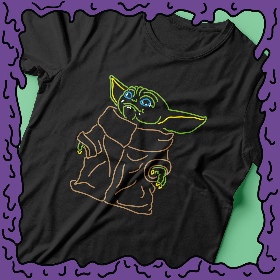 baby yoda shirt tee t-shirt tshirt design mandalorian the child neon zoom