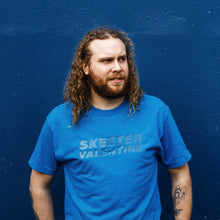 Load image into Gallery viewer, where the fuck am i and who the fuck cares model pose skeeter valentine teal turquoise shirt moist clothing and junk product photo
