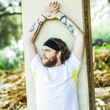 Load image into Gallery viewer, hands up sexy look right model pose pre stained pit stains white shirt moist clothing and junk
