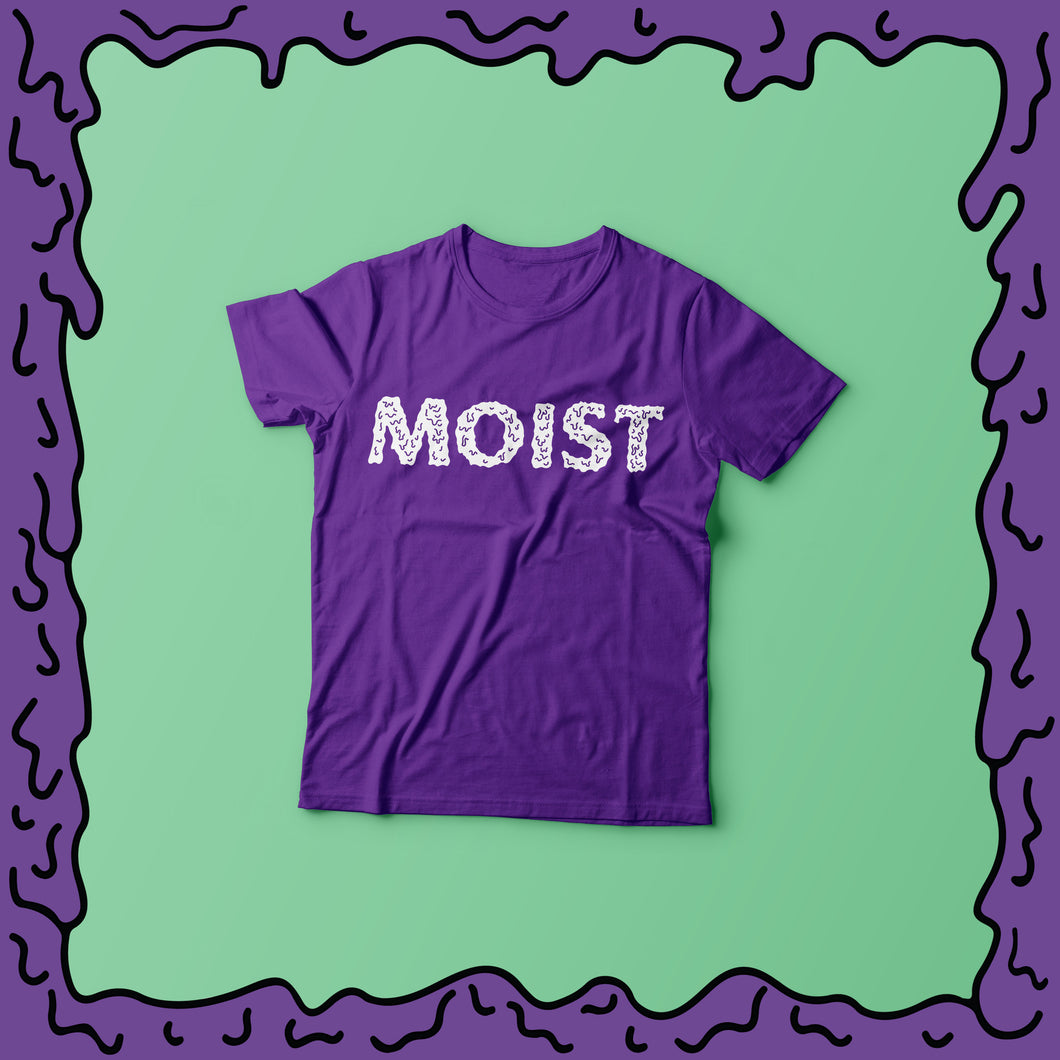 moist horizontal logo purple shirt product photo
