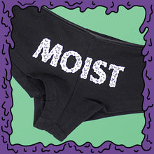 Load image into Gallery viewer, moist logo brand under panties boy shorts black product photo

