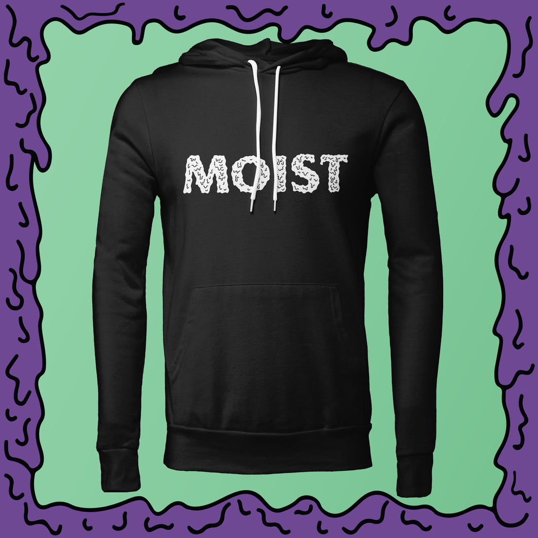 moist hoodie black hooded sweatshirt