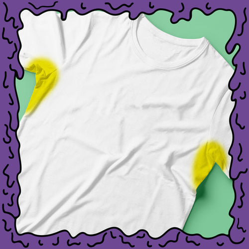 pre stained pit stains white shirt moist clothing and junk