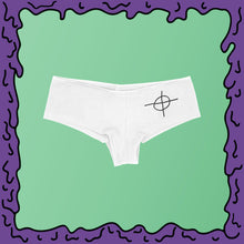 Load image into Gallery viewer, zodiac killer cross circle undies boy shorts black white moist
