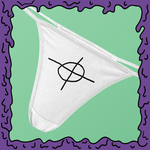 zodiac killer cross circle undies thong bikini black white moist zoom