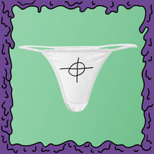 Load image into Gallery viewer, zodiac killer cross circle undies thong bikini white black moist
